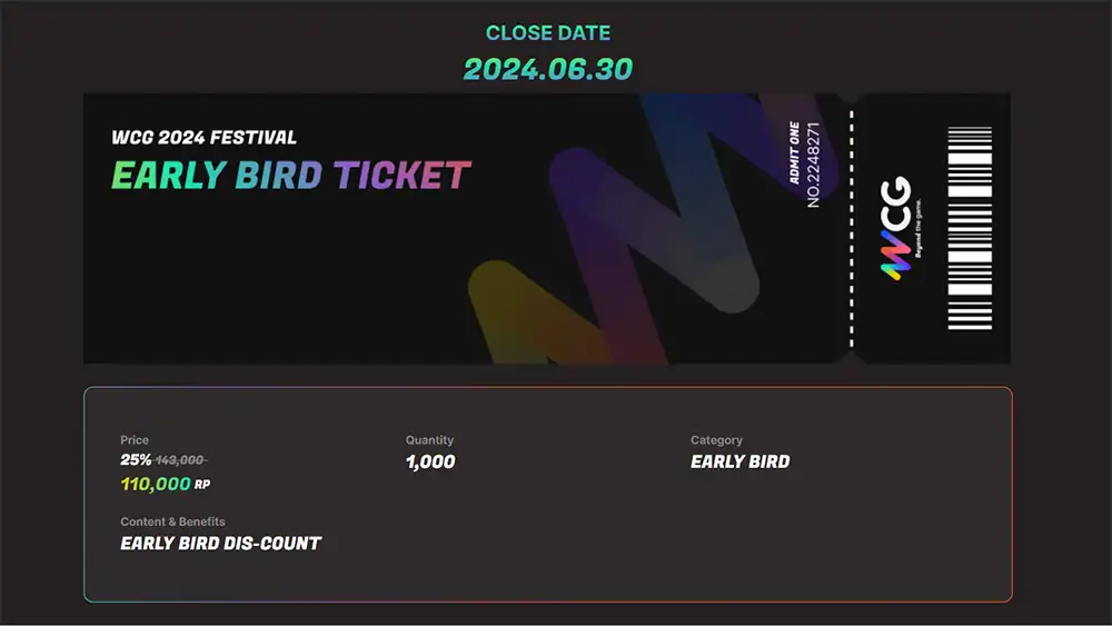 harga tiket early bird WCG Festival 2024